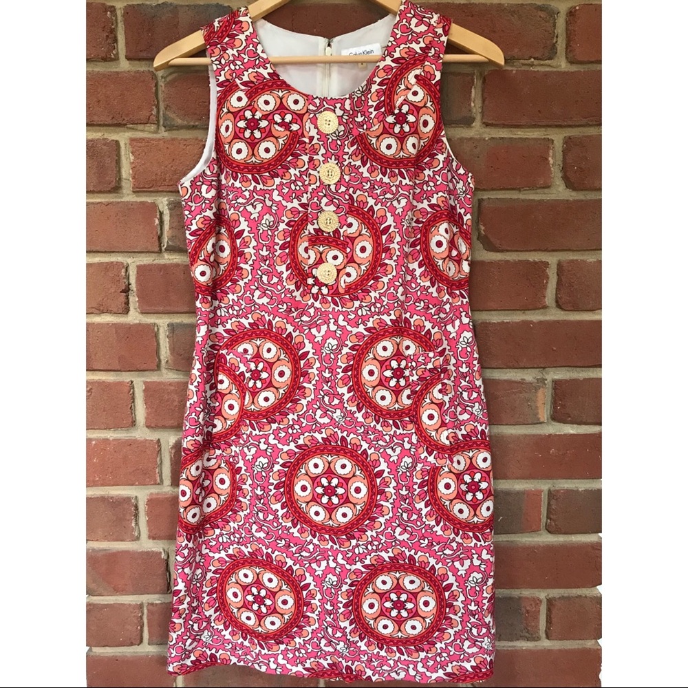 Calvin Klein Pink Printed Shift Dress